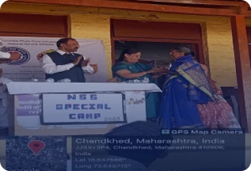 Dr. Madhushree Joshi, Principal, BLC, felicitating the villagers 